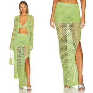 SER.O.YA | NEW Sandy Crochet Pull-on Maxi Skirt in Lime Size M/L